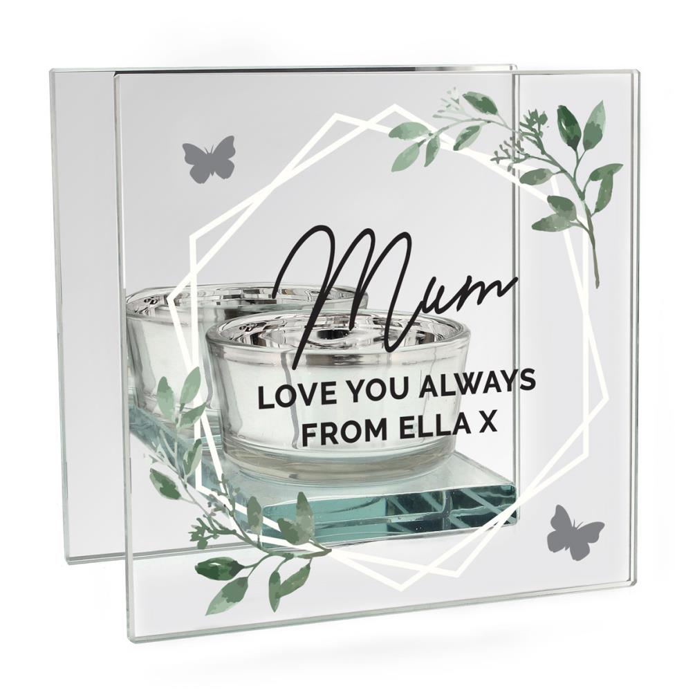 Personalised Botanical Mirrored Glass Tea Light Candle Holder £13.49